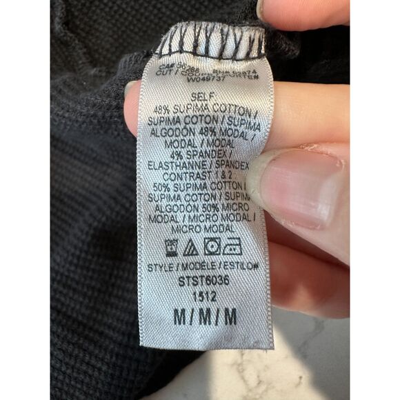 Splendid Waffle Hooded Open Front Drapey Cardigan Black Size Medium - Picture 7 of 8